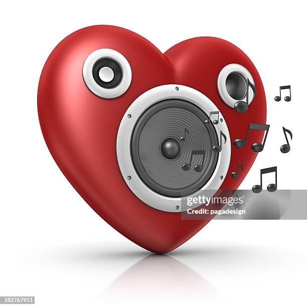 heart speaker - 3d music notes stock pictures, royalty-free photos & images