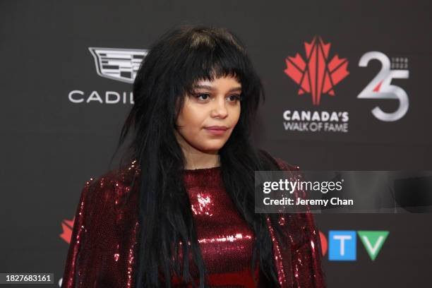 Fefe Dobson attends the Canada's Walk of Fame 25th Anniversary Celebration at Metro Toronto Convention Centre on December 02, 2023 in Toronto,...