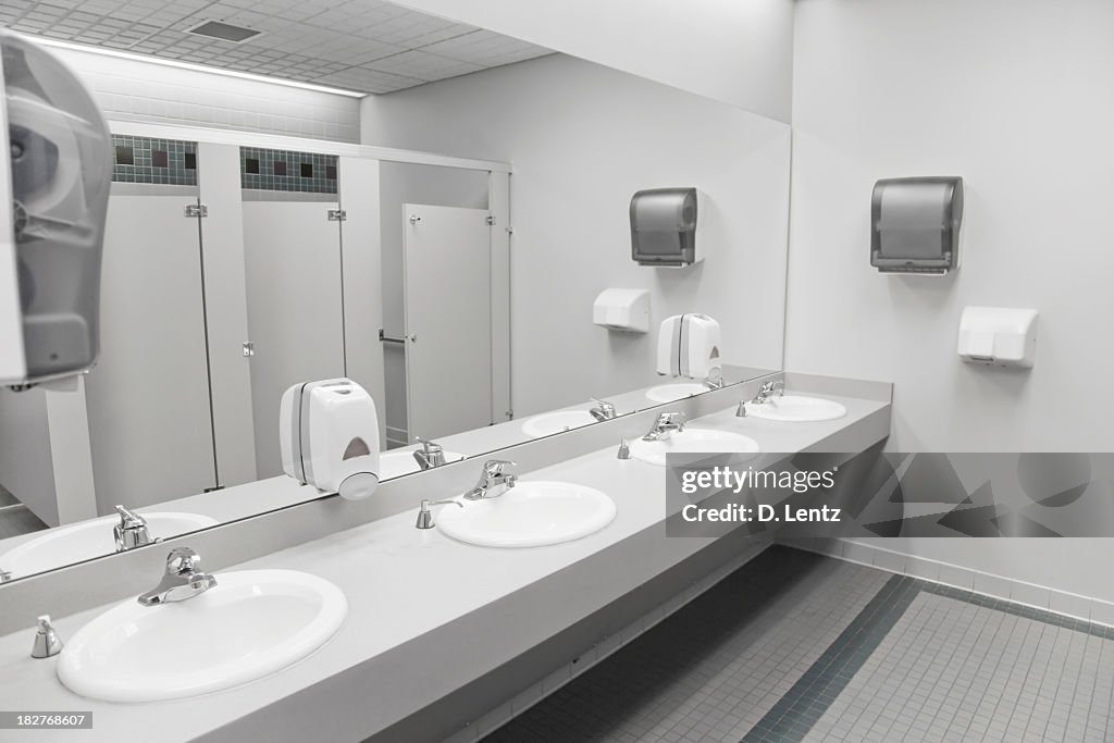 An empty commercial/public restroom