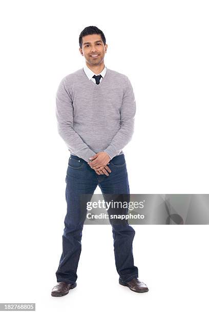 lächelnder mann isoliert auf weißem hintergrund-ganzkörper - man standing full body stock-fotos und bilder