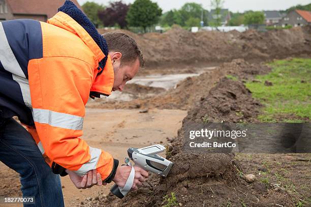 analyse der erde mit hxrf und die beispiele, environmetal forschung. - bodenprobe stock-fotos und bilder