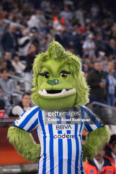 Monty, Monterrey's mascot, is seen dressed as the Grinch prior the quarterfinals second leg match between Monterrey and Atletico San Luis as part of...