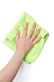 Cleaning with green cloth