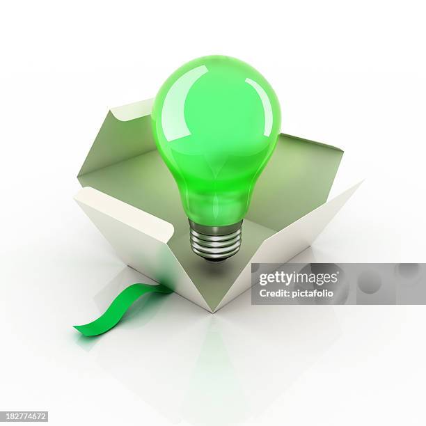 bulb idea box - green energy icons stock pictures, royalty-free photos & images