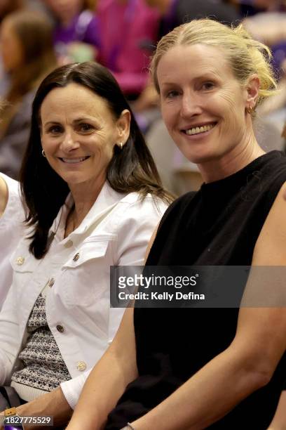 Sandy Brondello, Coach of the Australian Opals and NY Liberty and Trish Fallon Olympian and WNBL legend pose for a photo during the WNBL match...