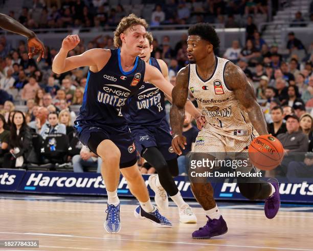 Patrick Miller of the Taipans looks to pass the ball during the round nine NBL match between Melbourne United and Cairns Taipans at John Cain Arena,...