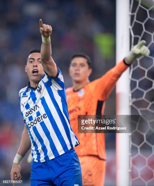 Rogelio Funes Mori of Monterrey gestures during the quarterfinals second leg match between Monterrey and Atletico San Luis as part of the Torneo...