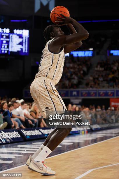 Bul Kuol of the Taipans shoots a three pointer during the round nine NBL match between Melbourne United and Cairns Taipans at John Cain Arena, on...