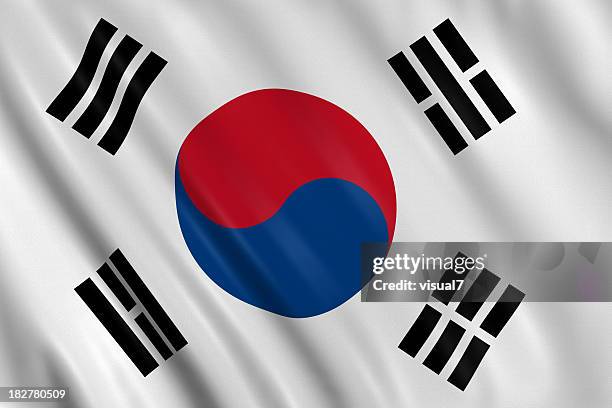 bandeira da coreia do sul - bandeira da coreia do sul imagens e fotografias de stock