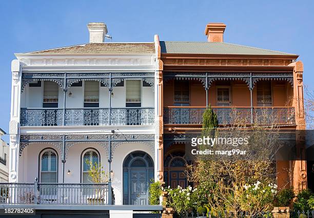 victorian terraces - melbourne australia stock pictures, royalty-free photos & images