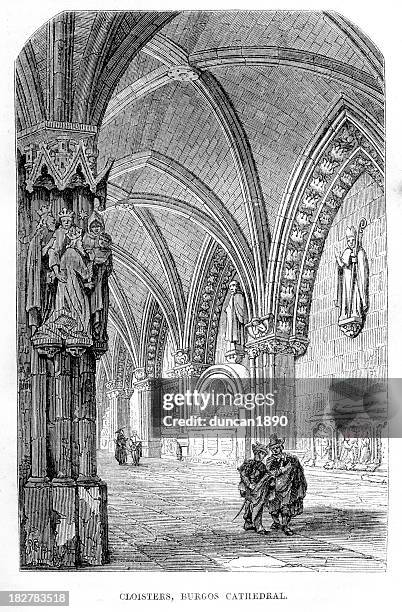 cloisters at burgos cathedral - burgos stock illustrations