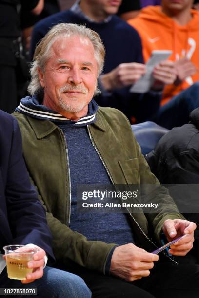 Actor Don Johnson attends a basketball game between the Los Angeles Lakers and the Houston Rockets at Crypto.com Arena on December 02, 2023 in Los...