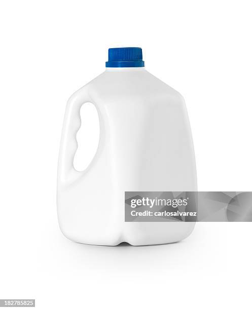 bottle milk w/clipping path - melkpak stockfoto's en -beelden