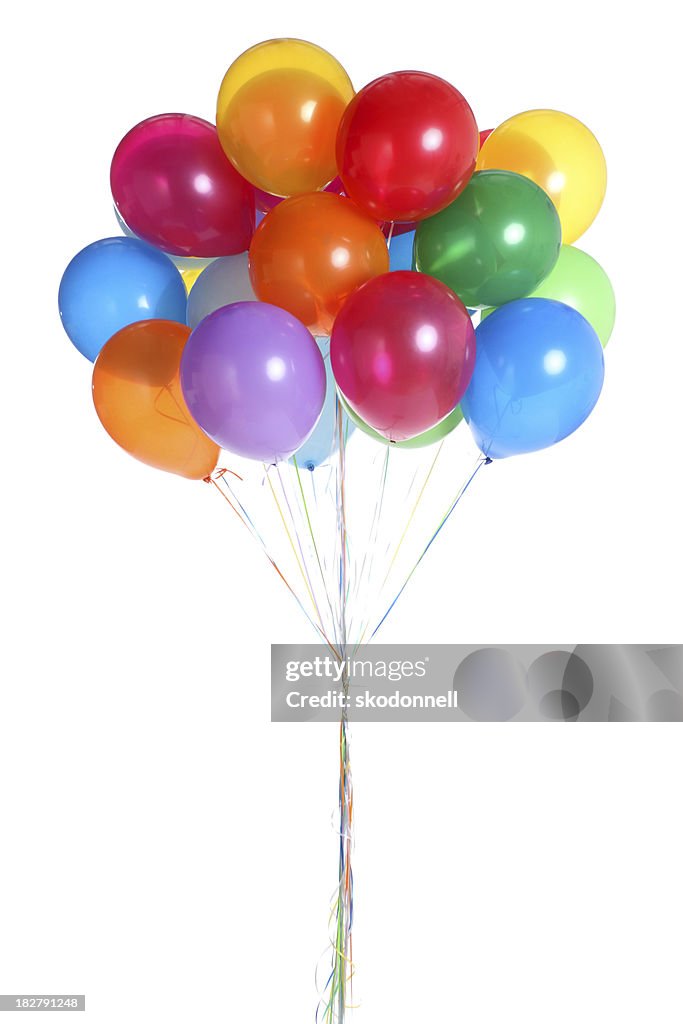 Haufen bunte Ballons, isoliert auf weiss