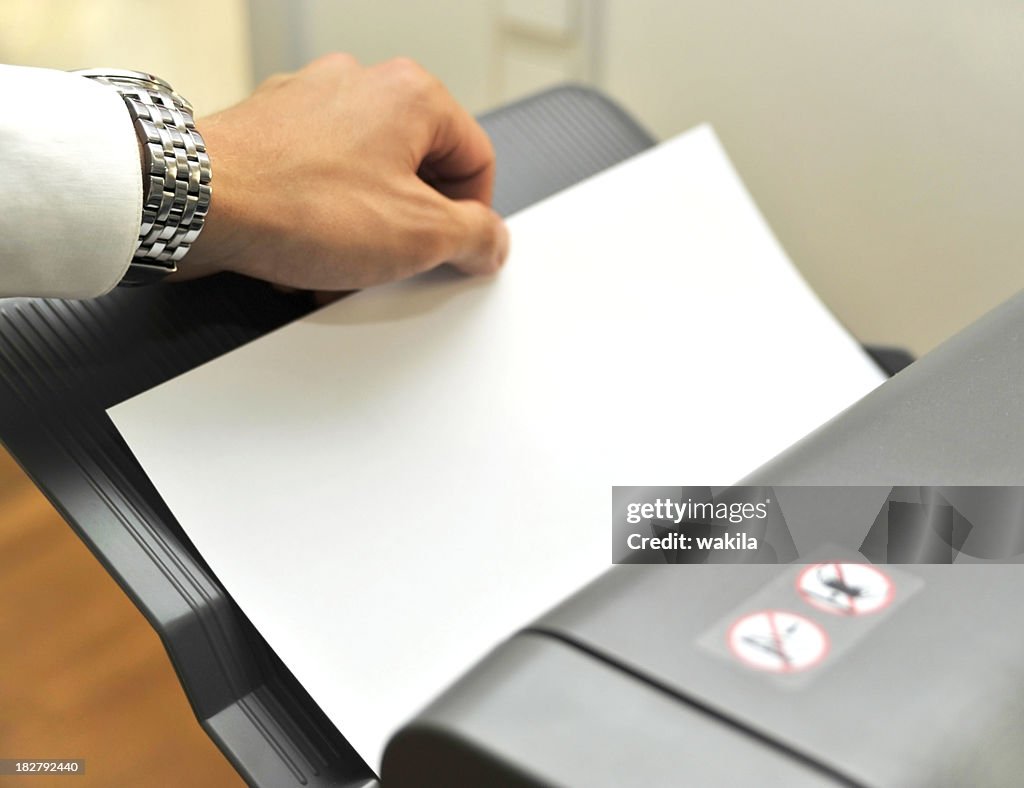 Fax and printer in office with hand