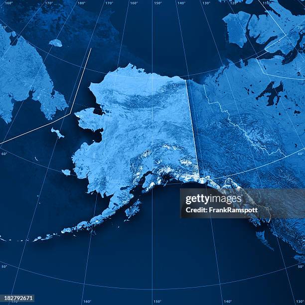 alaska topographic mapa - bering sea fotografías e imágenes de stock