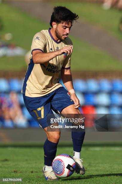 Kostandinos Grozos of the Jets gathers the ball during the A-League Men round six match between Newcastle Jets and Melbourne City at McDonald Jones...