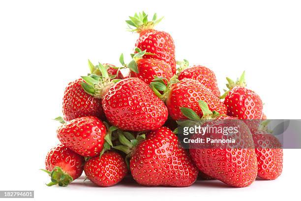 strawberries on white - strawberry stock pictures, royalty-free photos & images