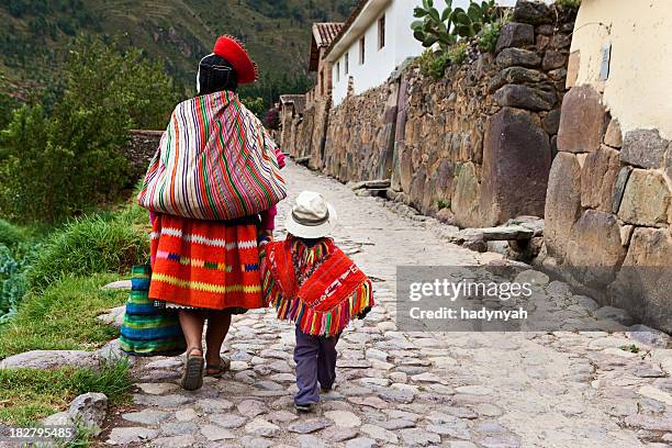 peruvian woman with her baby, the sacred valley, cuzco - inca stock pictures, royalty-free photos & images