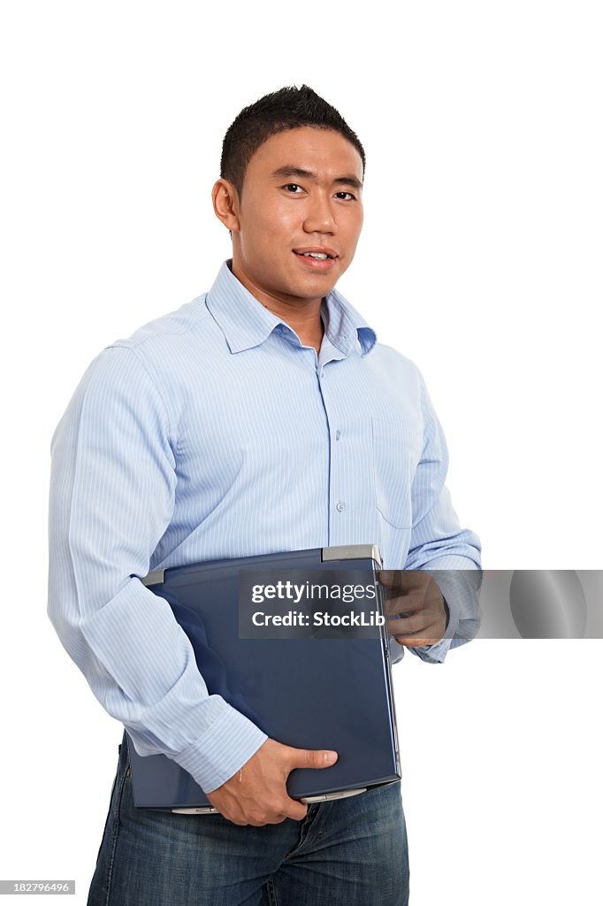 Young asian businessman with laptop