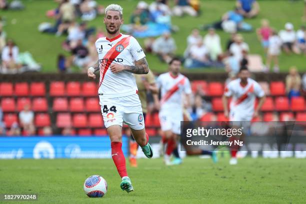 Marin Jakolis of Melbourne City gains possession during the A-League Men round six match between Newcastle Jets and Melbourne City at McDonald Jones...