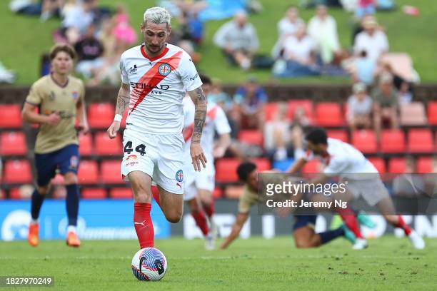 Marin Jakolis of Melbourne City gains possession during the A-League Men round six match between Newcastle Jets and Melbourne City at McDonald Jones...