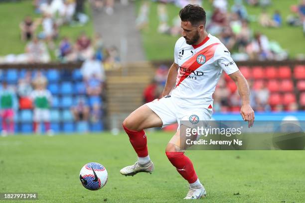 Mathew Leckie of Melbourne City gains possession during the A-League Men round six match between Newcastle Jets and Melbourne City at McDonald Jones...