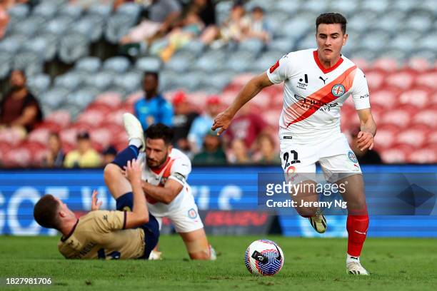 Alessandro Lopane of Melbourne City gains possession during the A-League Men round six match between Newcastle Jets and Melbourne City at McDonald...