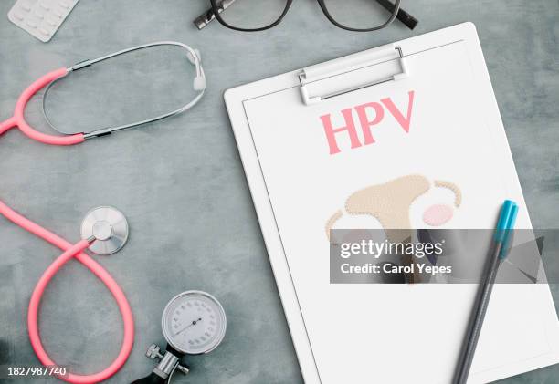 human papiloma virus text in medical desk - human papilloma virus stock pictures, royalty-free photos & images