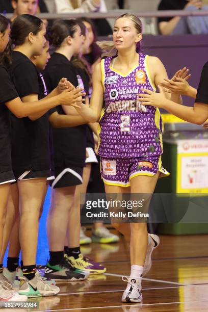 Paige Burrows of the Boomers runs out during the WNBL match between Melbourne Boomers and Perth Lynx at Melbourne Sports Centres - Parkville, on...