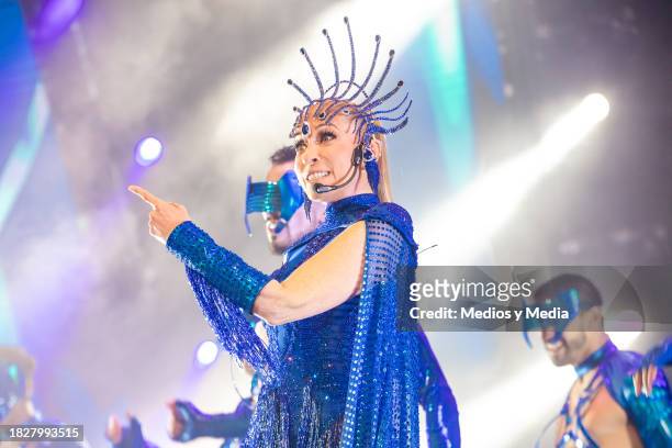 Mexican singer Yuri performs during a concert as part of the 'Euforia Tour' at Arena Monterrey on December 2, 2023 in Monterrey, Mexico.