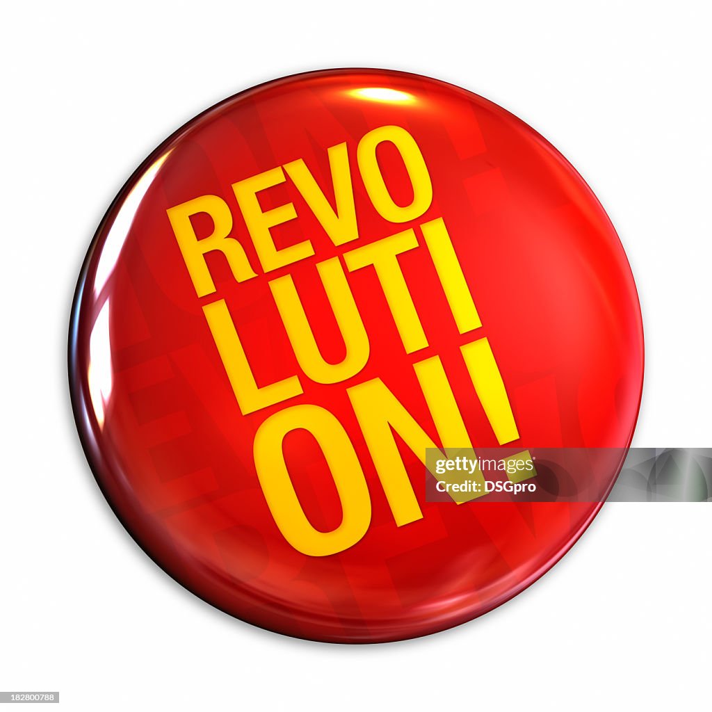 Illustration of a red button with revolution text