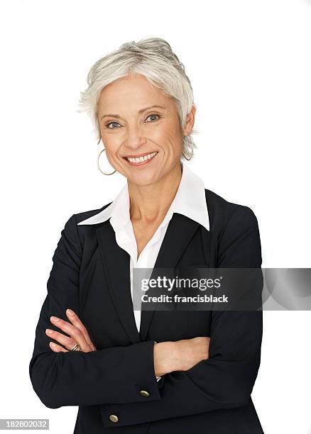 mature business woman on white background. - company president stock pictures, royalty-free photos & images