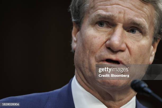 Brian Moynihan, chief executive officer of Bank of America Corp., speaks during a Senate Banking, Housing, and Urban Affairs Committee hearing in...