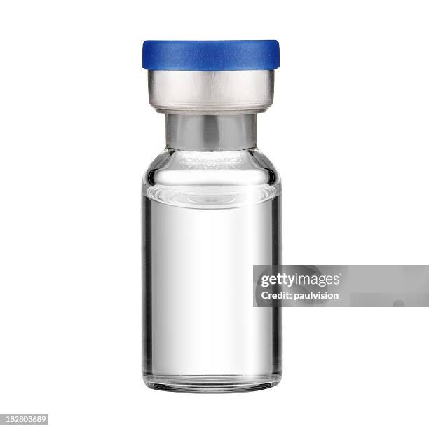 a close-up shot of a vial on a white background - medicinflaska bildbanksfoton och bilder