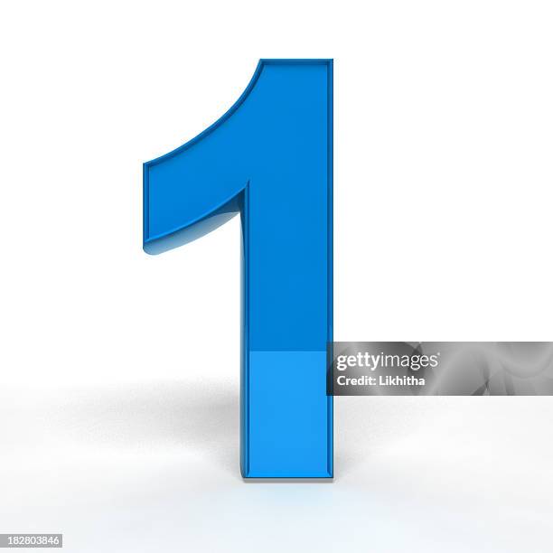 a blue number one on a white background - single object stock pictures, royalty-free photos & images