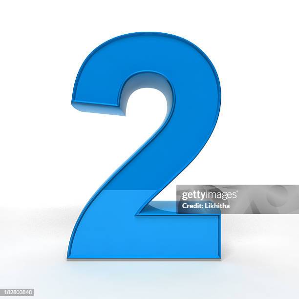 illustration of a blue number 2 in 3d - number 2 stockfoto's en -beelden