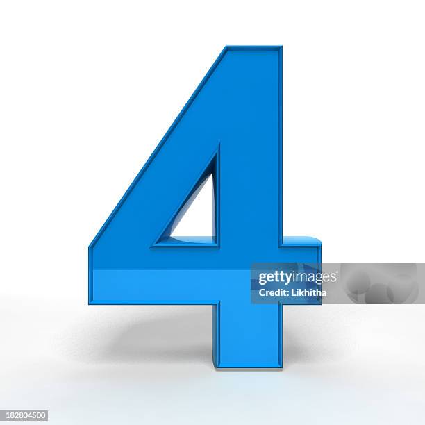 three dimension blue number four - 4 stockfoto's en -beelden