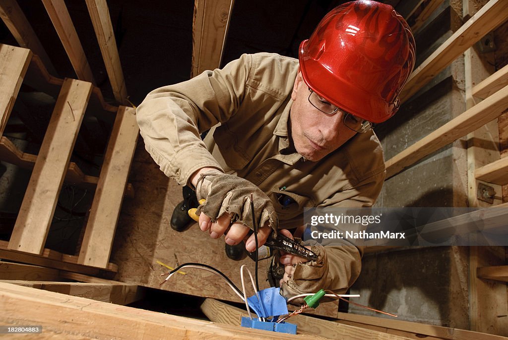 Electrician wiring junction box