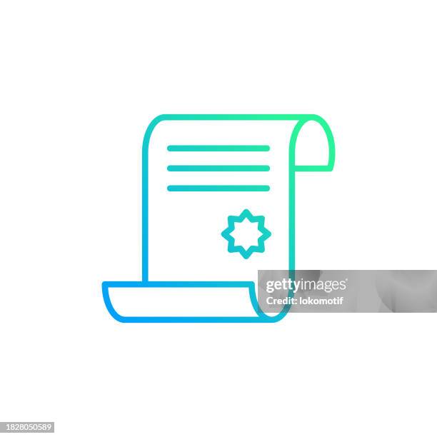 certificate gradient line icon. the icon is suitable for web design, mobile apps, ui, ux, and gui design. - certificate icon vector stock illustrations
