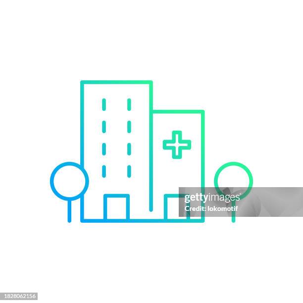 hospital gradient line icon. the icon is suitable for web design, mobile apps, ui, ux, and gui design. - new normal work stock illustrations