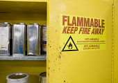 Cans of Hazardous Chemicals in storage Locker