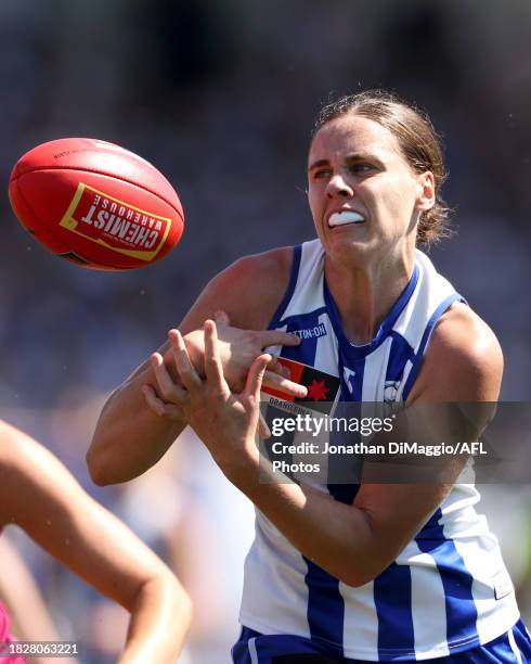 Jasmine Garner of the Kangaroos in action during the AFLW Grand Final match between North Melbourne Tasmania Kangaroos and Brisbane Lions at Ikon...