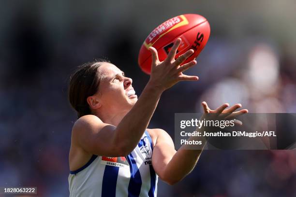 Jasmine Garner of the Kangaroos in action during the AFLW Grand Final match between North Melbourne Tasmania Kangaroos and Brisbane Lions at Ikon...