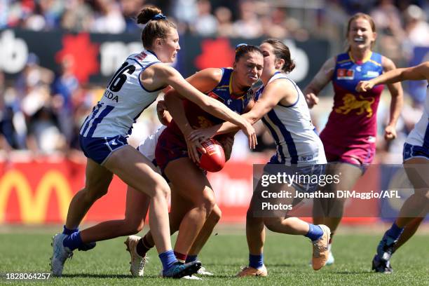 Poppy Boltz of the Lions in action during the AFLW Grand Final match between North Melbourne Tasmania Kangaroos and Brisbane Lions at Ikon Park, on...