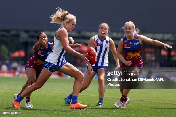 Lucinda Pullar of the Kangaroos in action during the AFLW Grand Final match between North Melbourne Tasmania Kangaroos and Brisbane Lions at Ikon...