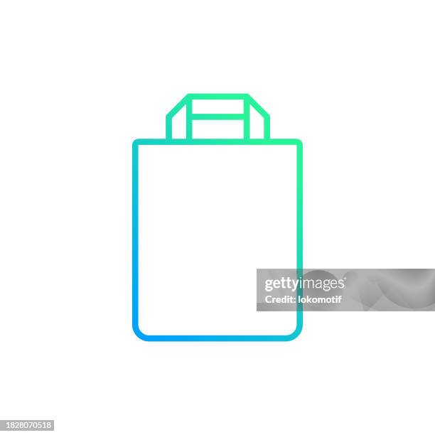 eco-friendly paper bag gradient line icon. the icon is suitable for web design, mobile apps, ui, ux, and gui design. - brown paper shopping bag stock illustrations