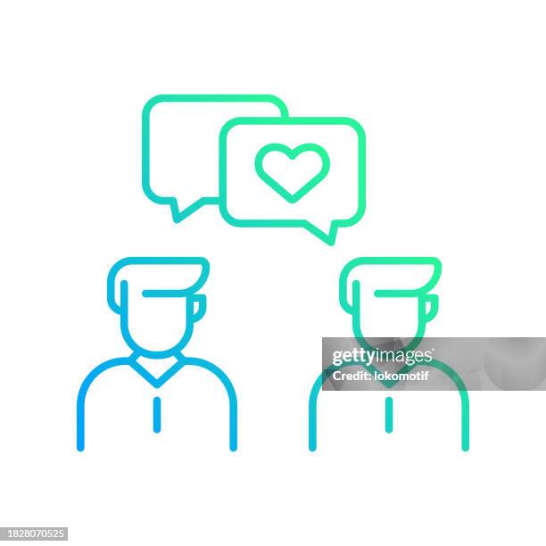 gay couple gradient line icon. the icon is suitable for web design, mobile apps, ui, ux, and gui design. - transgender stock illustrations