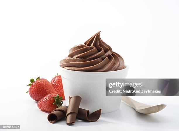 chocolate frozen yogurt - xxxl - ice cream bowl stockfoto's en -beelden