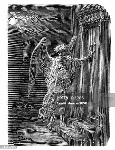 ilustraciones, imágenes clip art, dibujos animados e iconos de stock de victorian london-ángel y los medicamentos huérfanos - baby angel